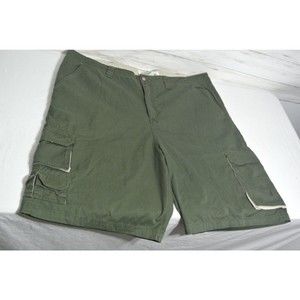 FLYSHACKER Sz. 42 Men Green Long Cotton Cargo Shorts Fishing Casual Comfort